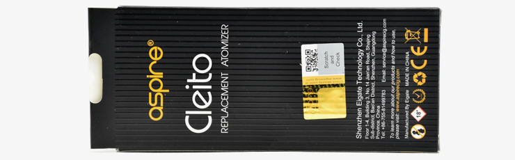 Image montrant de marque d’authenticité à l’arrière de la boîte de résistance Aspire Cleito