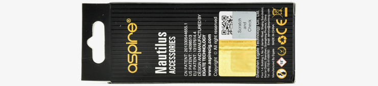 Image montrant de marque d’authenticité à l’arrière de la boîte de résistance Aspire Nautilus BVC