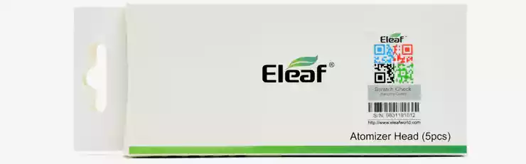 Image montrant de marque d’authenticité à l’arrière de la boîte de résistance Eleaf EC Head