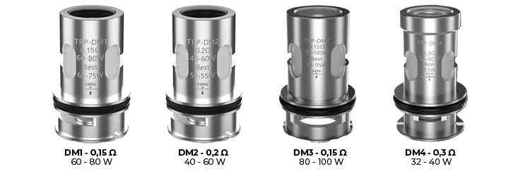 Visuel présentant la liste des résistances proposées pour le pod Voopoo Drag X Pro
