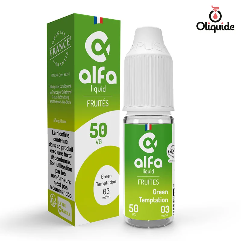 Testez les fonctionnalités du Green Temptation de Alfaliquid
