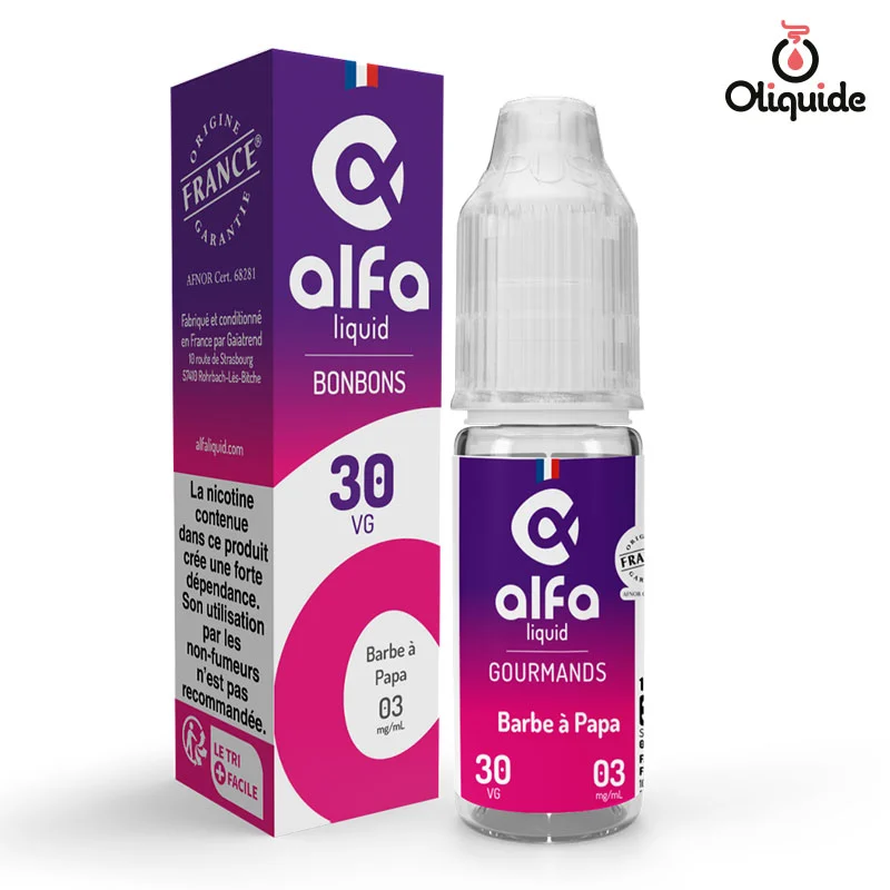 Explorez les différentes options du Barbe à Papa de Alfaliquid en les testant