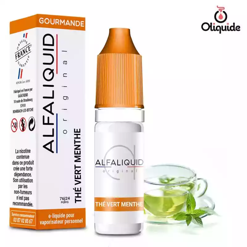 Expérimentez les fonctionnalités du Thé Vert Menthe de Alfaliquid
