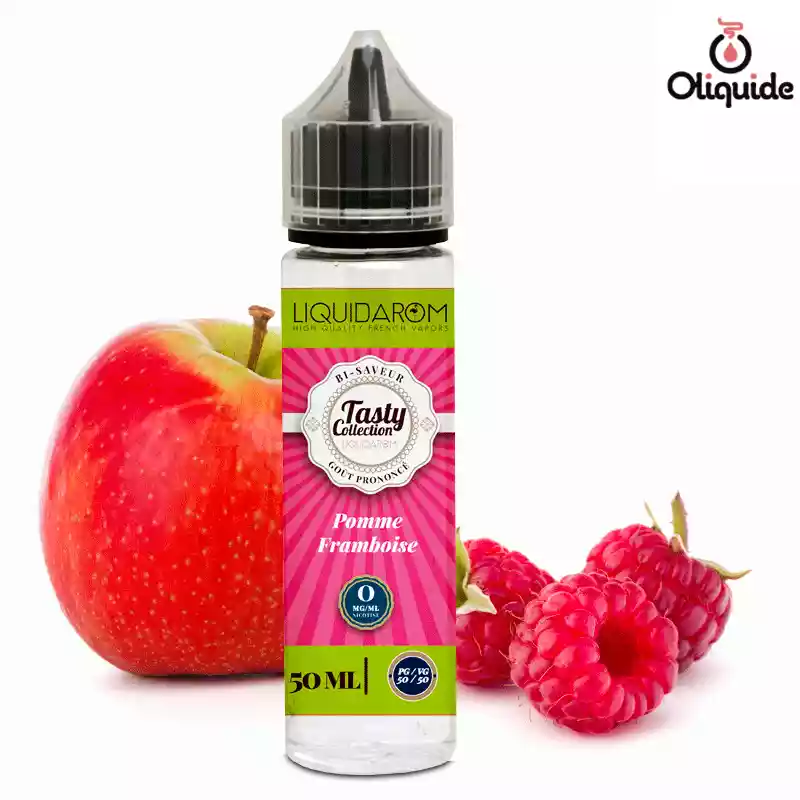 Testez les fonctionnalités uniques du Pomme framboise 50 ml de Liquidarom