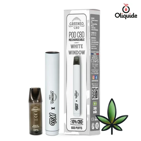 Ecigarettes Pod Wilo White Window CBD 10% de la marque Greeneo