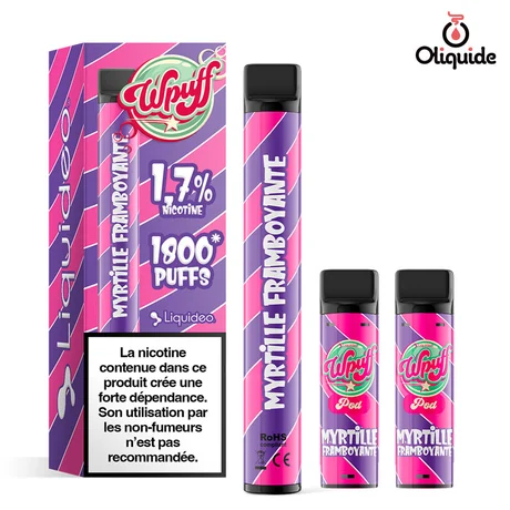 Ecigarettes Myrtille Framboyante Wpuff 1800 de la marque Liquidéo